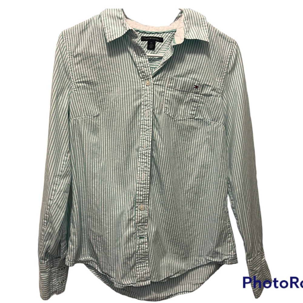 Tommy Hilfiger Blue & White Striped Button Down